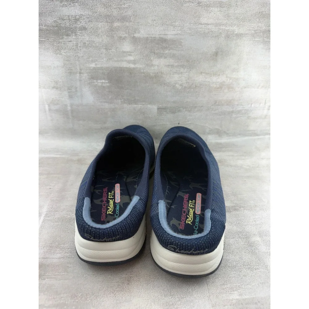 Skechers Relaxed Fit Navy Blue Knit Slip On Mule Sneakers 44915 Women Size 9